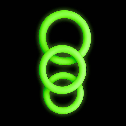 Shots Ouch Glow In The Dark Δαχτυλίδι Πέους Σιλικόνης Πράσινο 3τμχ