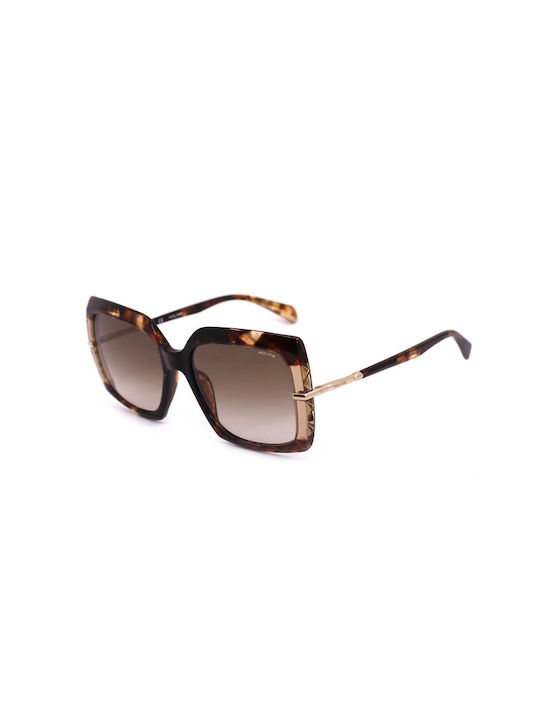 Police Women's Sunglasses with Brown Tartaruga Acetate Frame and Brown Gradient Lenses SPLG23 COL.02AD