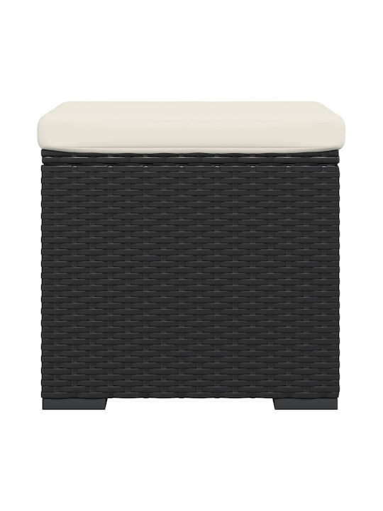 Băncuță De Grădină Cub Pentru Exterior Rattan Cu Pernă Neagră 40x30x40cm