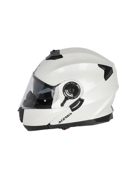 Acerbis Serel White Motorcycle Helmet Flip-Up ECE 22.05 1550gr with Sunvisor
