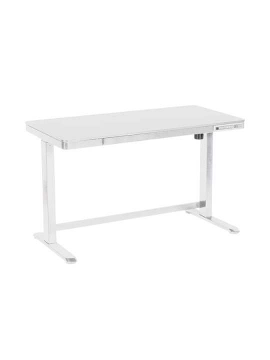 Ηλεκτρικό Γραφείο E-Desk 2 Ξύλινο Λευκό με Μεταλλικά Πόδια & Ρυθμιζόμενο Ύψος 140x70x72εκ.
