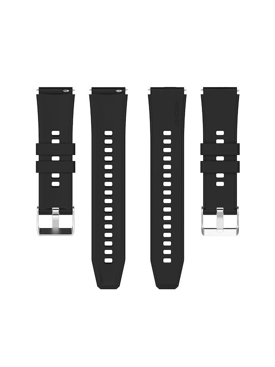 Techsuit Watchband 20mm W026 Λουράκι Σιλικόνης Μαύρο (Pixel Watch - Samsung Galaxy Watch 4 - Active 1 - 2 (40 mm / 44 mm) - Huawei Watch GT - GT 2 - GT 3 (42 mm))