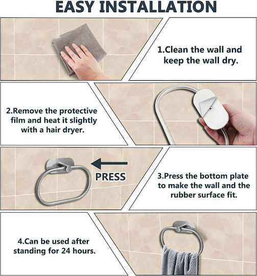 Single Wall-Mounted Bathroom Ring ​20.5x13.5cm Silver