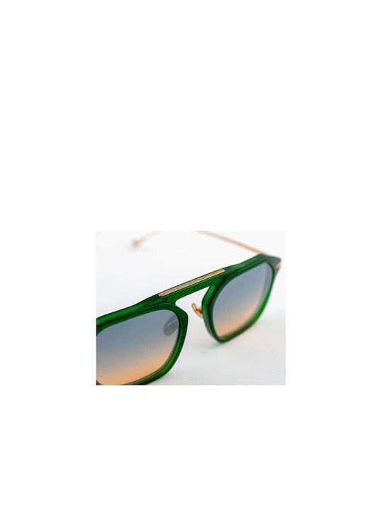 Eyepetizer Sunglasses with Green Acetate Frame and Multicolour Gradient Lenses