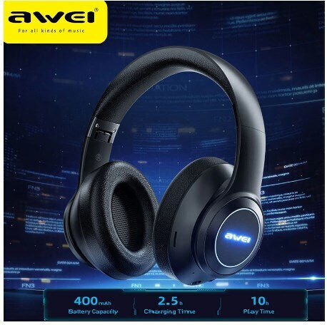 Awei A200BL Bluetooth Wireless Over Ear Headphones with Radio with 7 hours of Operation Black