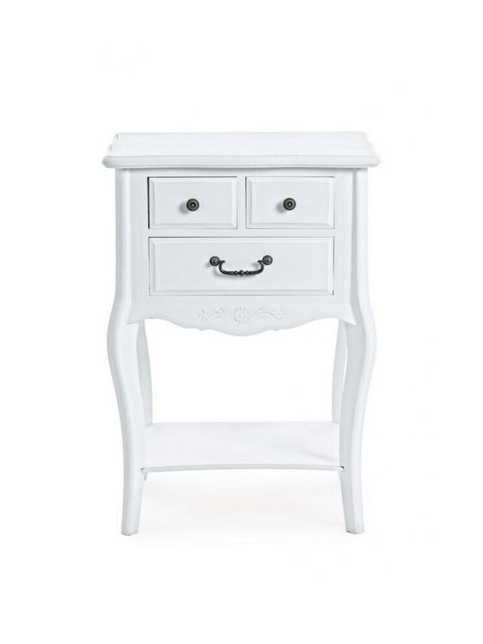 Daisy Wooden Bedside Table White 50x35x72cm