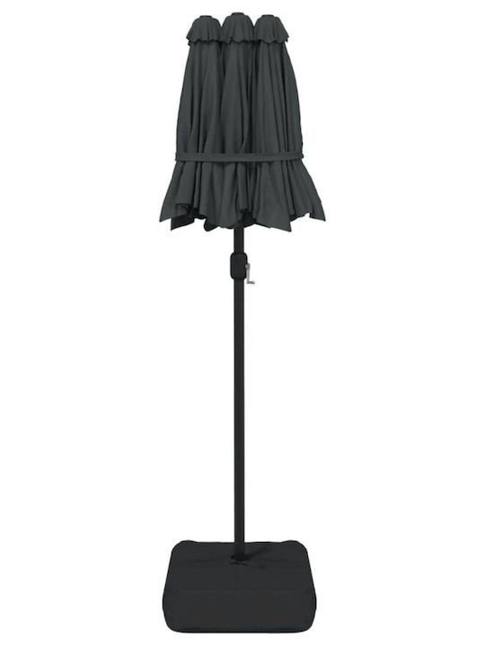 Umbrella Floor Round Metal Gray with Base & LED Lighting 3.16x1.45m