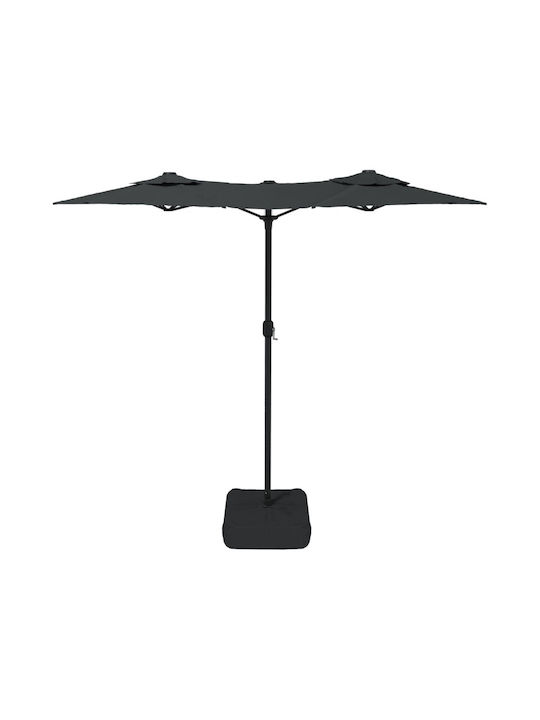 Umbrella Floor Round Metal Gray with Base & LED Lighting 3.16x1.45m