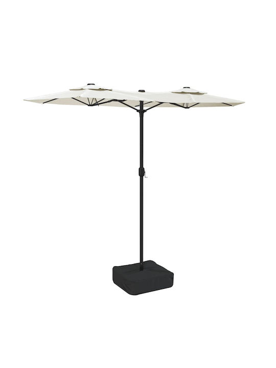 Umbrelă Rotundă Metalică Albă cu Bază de Susținere & Iluminare LED 3.16x2.4m