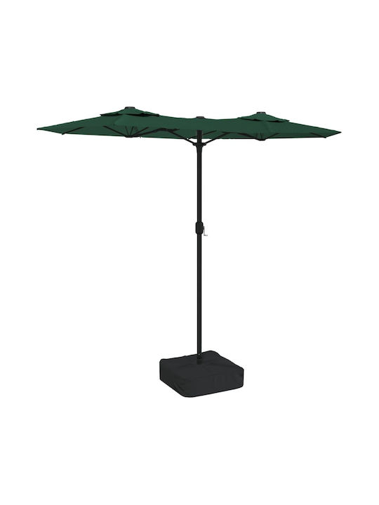 Garden & Terrace Floor Metal Parasol with Stand Green L3.16xW2.4xH2.4m