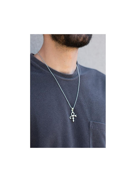 Unisex necklace with steel chain and Prince pendant Silver