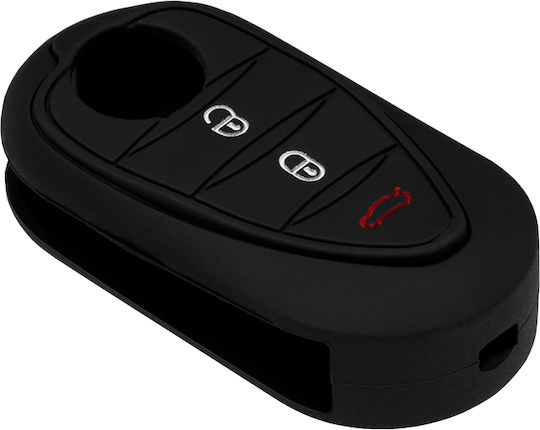 Car Key Cover Case made of with 3 Buttons for Alfa Romeo in Black Color