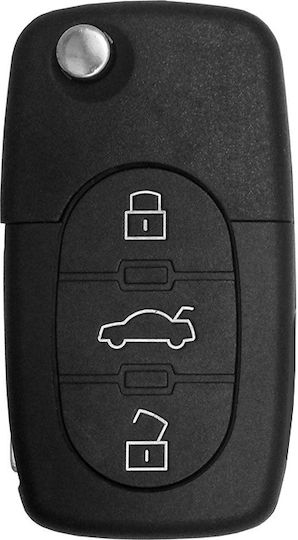 Car Key Cover Case made of with 3 Buttons for Audi in Black Color