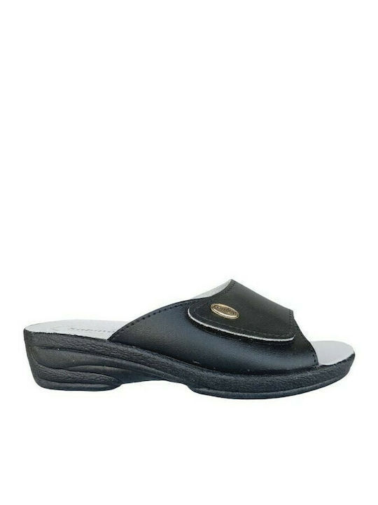 Sabino 019 Women's Leather Slippers in Black Color