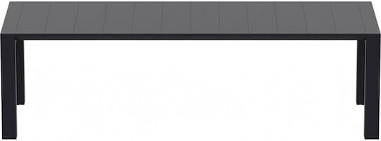 Vegas Outdoor Dinner Extendable Polypropylene Table Black 260(+40)x100x75cm