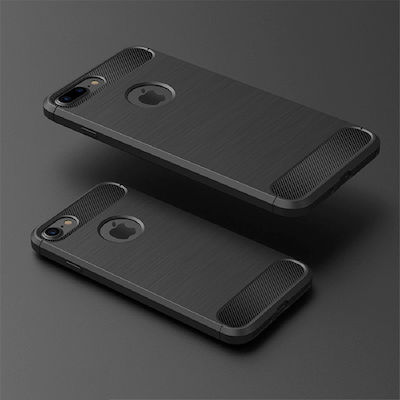 Techsuit Carbon Umschlag Rückseite Silikon Schwarz (iPhone 8/7) KF238692