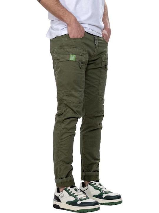 Trousers Cargo Elastic in Loose Fit Chaki