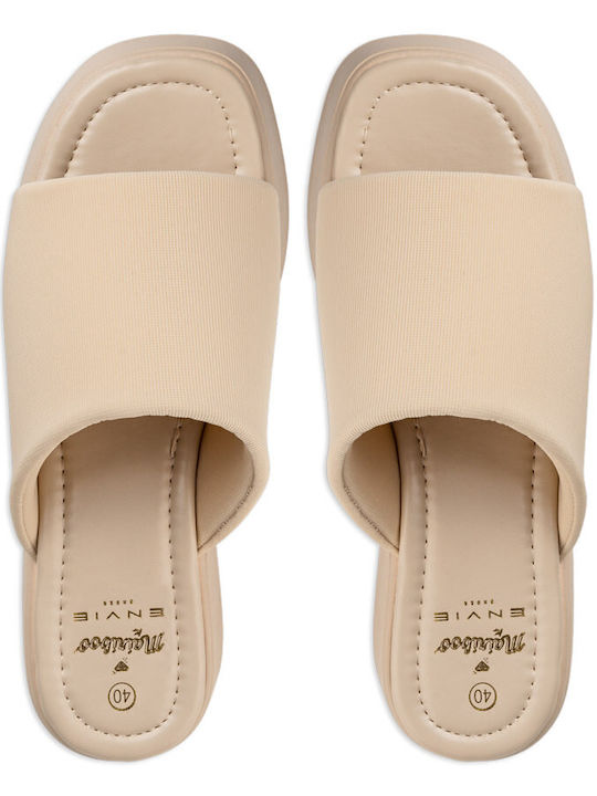 Women's Flat Sandals Flatforms in Beige Color