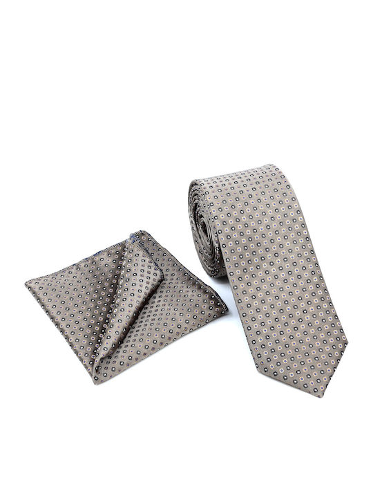 Legend Accessories Σετ Ανδρικής Γραβάτας με Σχέδια σε Μπεζ Χρώμα Legend Accessories Σετ Ανδρικής Γραβάτας με Σχέδια σε Μπεζ Χρώμα