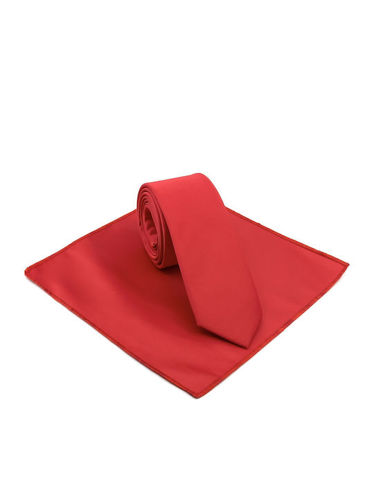 Legend Accessories Σετ Ανδρικής Γραβάτας Μονόχρωμη σε Κόκκινο Χρώμα
