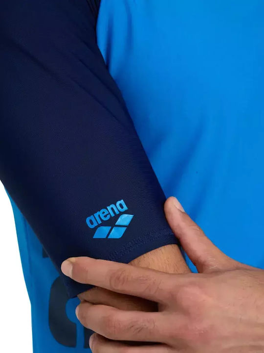 Arena Rash Vest Men's Short Sleeve Sun Protection Shirt Blue