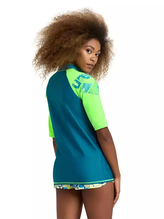 Arena Rash Vest Γυναικεία Κοντομάνικη Αντηλιακή Μπλούζα Πράσινη