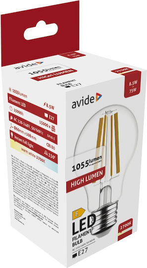 Avide ABLFG27WW-HL-8.5W LED Bulb 8.5W for Socket E27 and Shape A60 Warm White 1055lm