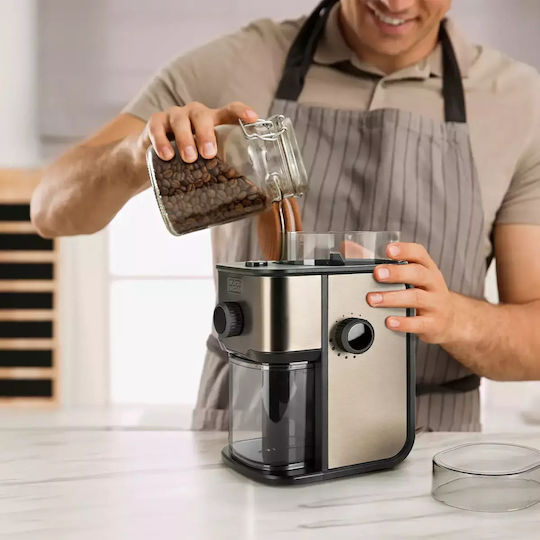 Black & Decker Ηλεκτρικός Μύλος Καφέ 150W με Χωρητικότητα 200gr Ασημί