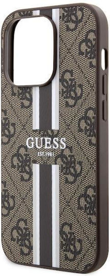 Guess Printed Stripes MagSafe Umschlag Rückseite Kunststoff Braun (iPhone 14 Pro Max)