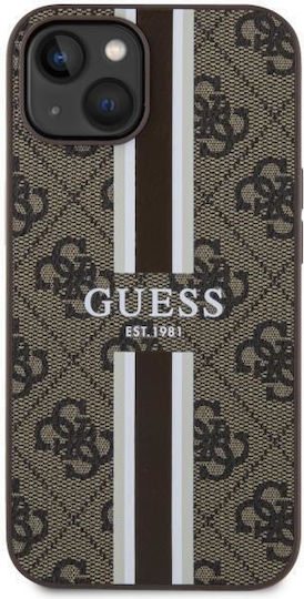Guess Printed Stripes MagSafe Umschlag Rückseite Kunststoff Braun (iPhone 14)