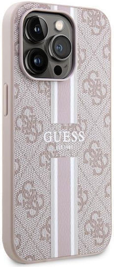 Guess Printed Stripes MagSafe Umschlag Rückseite Kunststoff Rosa (iPhone 14 Pro Max)
