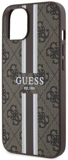 Guess Printed Stripes MagSafe Umschlag Rückseite Kunststoff Braun (iPhone 14)