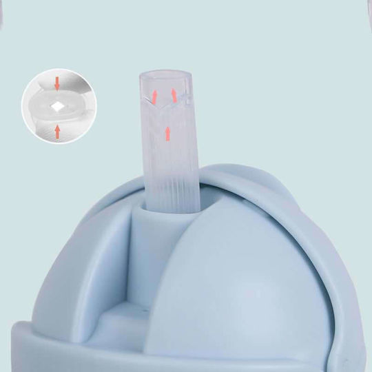 Mamababy Παιδικό Ποτηράκι με Λαβές και Καλαμάκι από Πλαστικό Γαλάζιο 250ml
