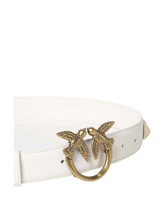 Pinko Love Berry H3 Leather Women's Belt White