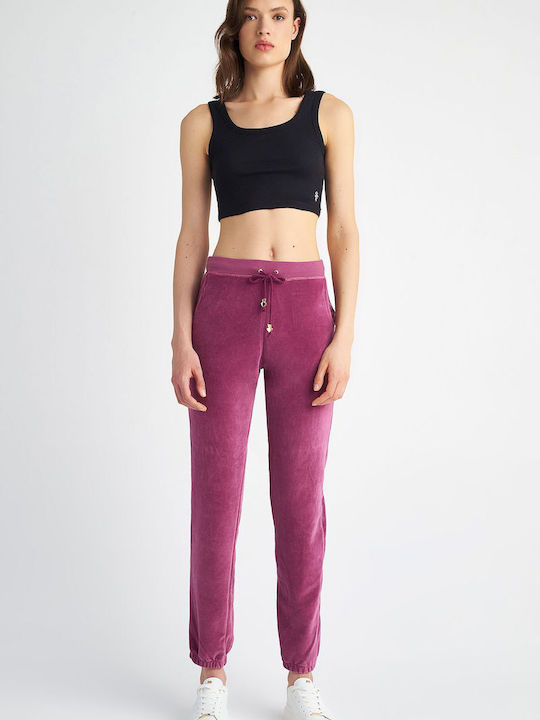 SugarFree Damen-Sweatpants Jogger Lila Samt