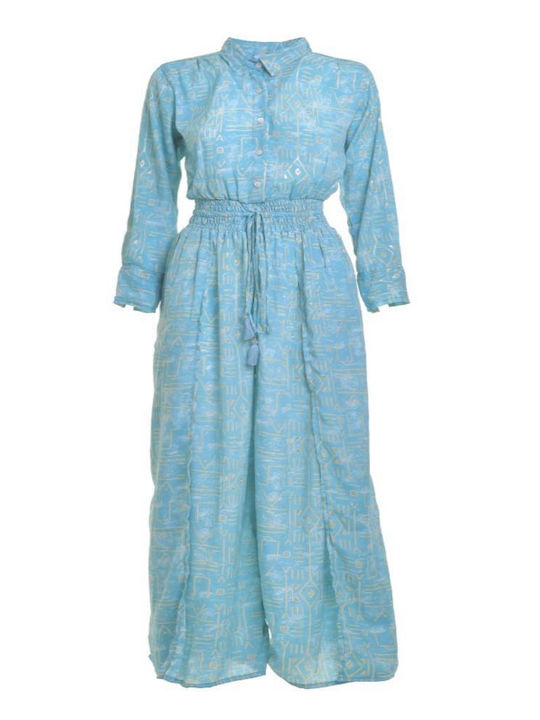 Damen Langärmelig Einteiler Anzug Blau