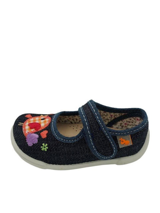 Kids Anatomic Ballerinas with Hoop & Loop Closure Navy Blue