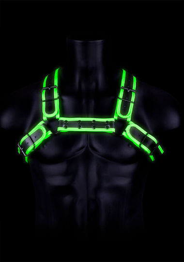 Shots Ouch Glow in the Dark Buckle Bulldog Harness Green