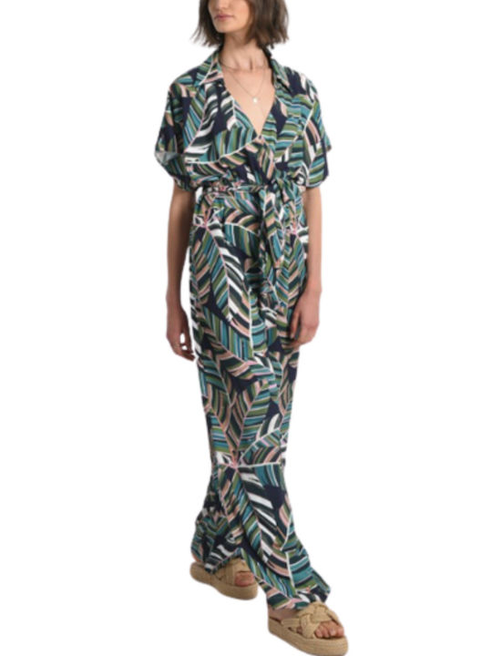 MOLLY BRACKEN LADIES WOVEN JUMPSUIT - LA1340BE GREEN ALOHA FRANCE Women's