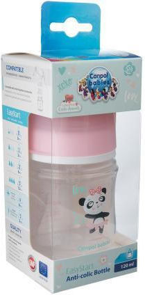 Canpol Babies Plastic Baby Bottle Anti-colic with Silicone Teat for 0+ Months Pink Pink 120ml