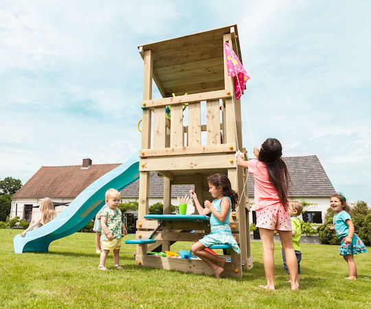 Showood Holzturm Spielplatzspielzeug Cascade mit Rutsche Mehrfarbig