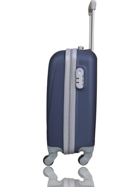 Olia Home Cabin Hard Blue Travel Suitcase with 4 Wheels Height 50cm
