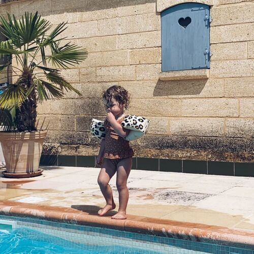 Swim Essentials Leopard Swimming Armbands from Non-Toxic PVC 0-2 years 14x17cm. Beige