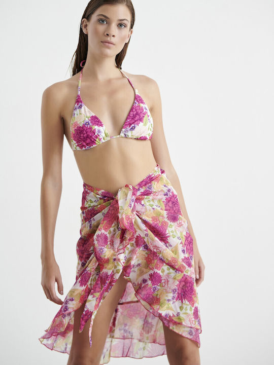 Blu4u White Women's Pareo Skirt Floral