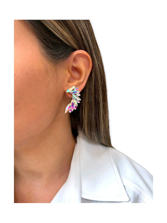 S4607 LI-LO Earrings with white iridescent crystal stones