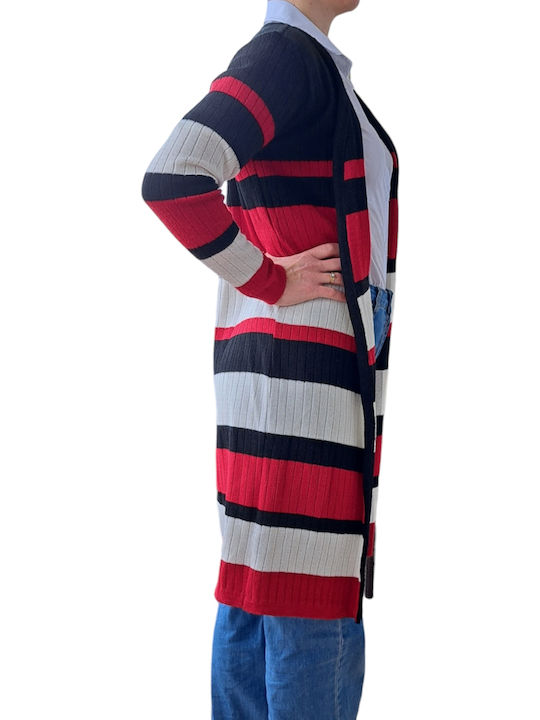 KNITTED JACKET STRIPED TOP MISS RED