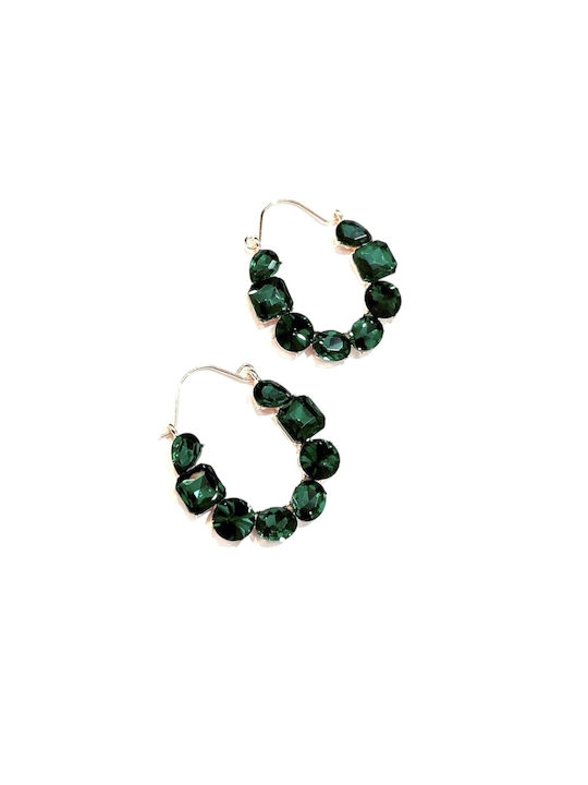 S4677 Women's LI-LO earrings with crystal stones in green shade