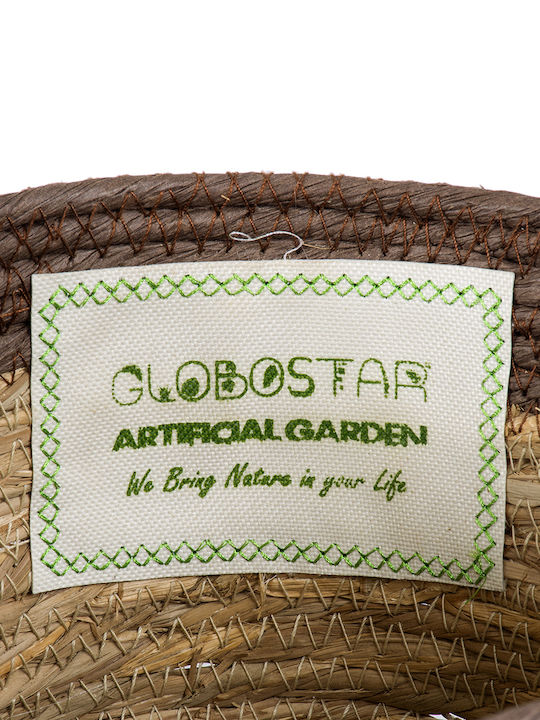 GloboStar Lefkada Κασπώ Ψάθινο Μπεζ με Βάση 22x22x15εκ.