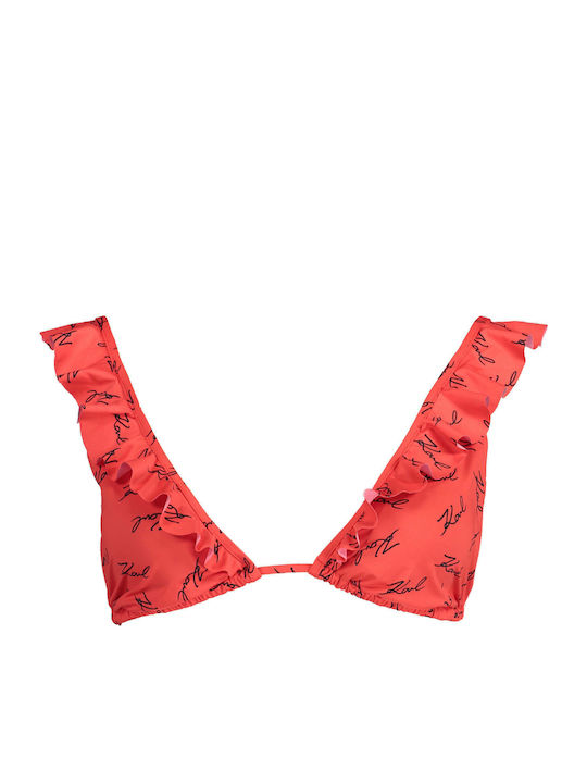 Karl Lagerfeld Triangle Bikini Top with Ruffles KL19WTP14 Red KL19WTP14_RED