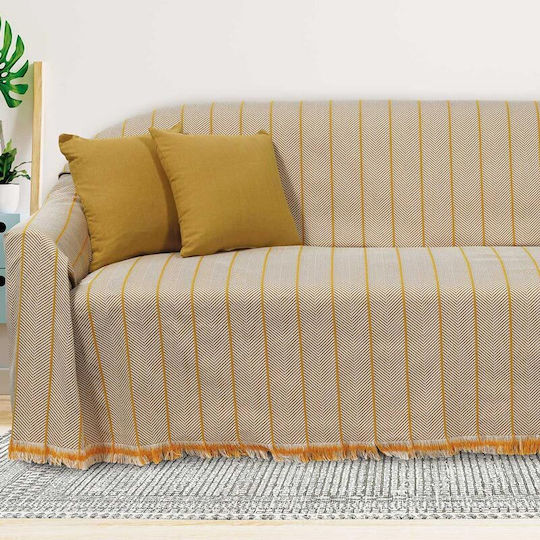 Das Home Sofa Throws 2 Seater 0229 180x250cm Ecru / Yellow